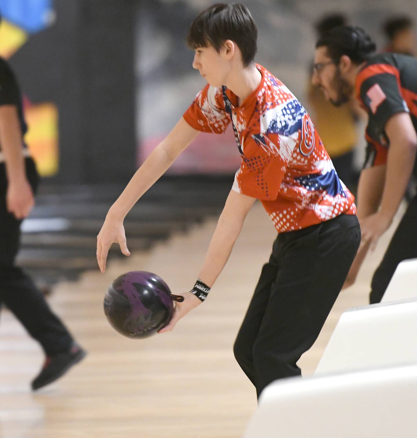 Oregon's Gavvin Surmo bowls at the IHSA bowling sectional at Don Carter Lanes in Rockford on Saturday, Jan. 21.