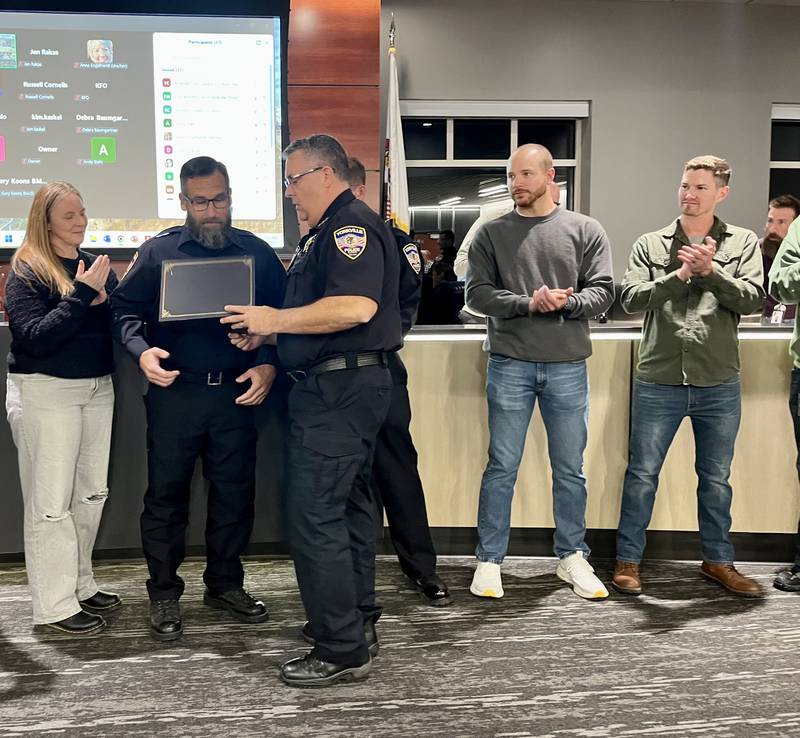 Sergeant Samuel Stroup was honored by the city of Yorkville for 25 years of honorable service within the Yorkville Police Department on Oct. 14, 2025.
