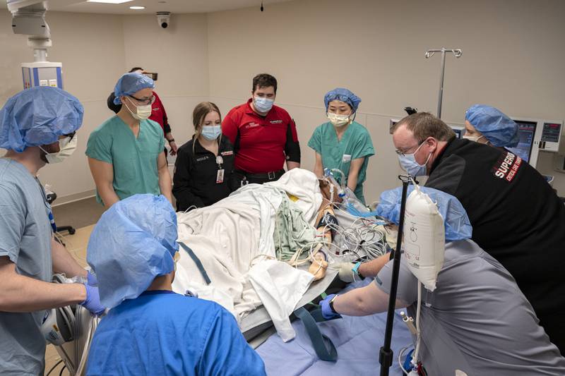 On Feb. 15, Dr. Kalvin Lung and his colleagues hosted a hands-on, interactive ECMO training course inside the new simulation and education center at Northwestern Medicine Lake Forest Hospital.