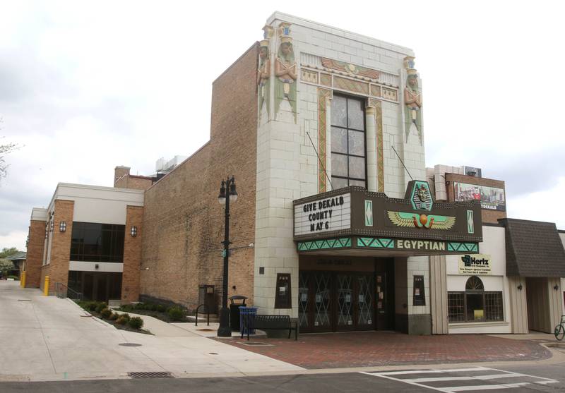 The exterior of the Egyptian Theatre in DeKalb