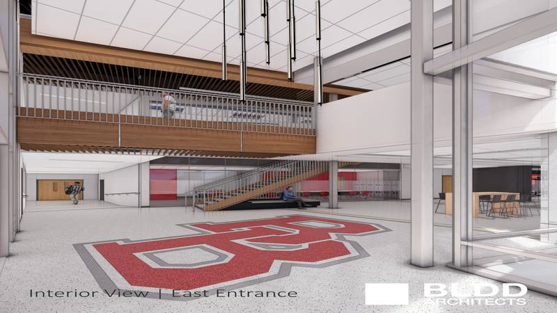 Renderings show updated plans for Bradley-Bourbonnais Community High School's Building Better facility project.