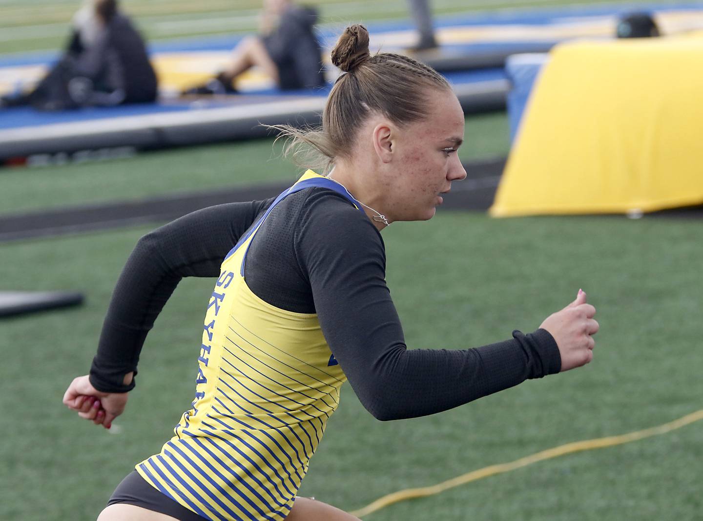 Johnsburg’s Hope Klosowicz races the 400 meter run during the IHSA Class 2A Johnsburg Girls Track and Field Sectional Meet on Wednesday, May 13, 2026, at Johnsburg High School.