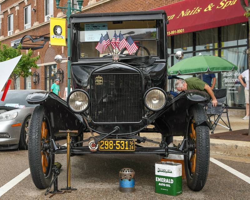 A 1924 Ford T Coupe is one of many cars on display at the 24th annual Fizz Ehrler Memorial Turning Back Time Car Show held in downtown Sycamore on Sunday, July 28, 2024.