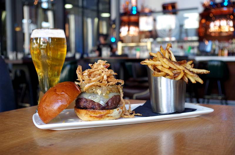 A burger, fries and beer at The Lone Buffalo in downtown Ottawa.