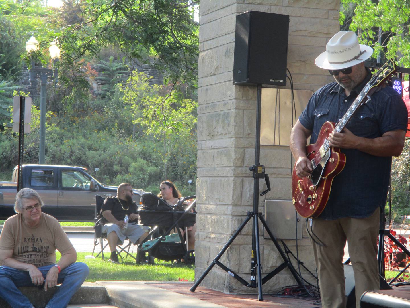 Mondo Cortez plays guitar with the Chicago Blues Angles at the Joliet Blues Festival on Saturday. Aug. 9, 2025