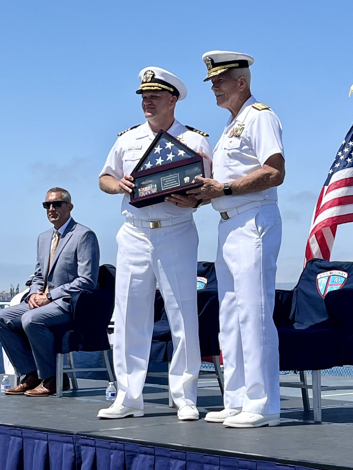 Princeton native Kristian Wahlgren (left) was recognized for his 25-years of service with the U.S. Navy during his retirement ceremony on July 19 in San Diego.