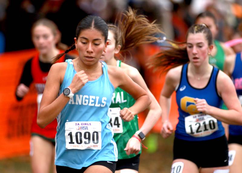 Joliet Catholic's Carolina Gallegos competes in the Class 2A State Cross Country Championships on Saturday, Nov. 9, 2024 at Detweiller Park in Peoria.