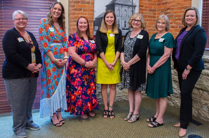 (Left to right); 2024 Excellence in Education Award presenter Amanda Christensen, Katherine Katz, Caitlin Benes, Katie Claypool, Susan Clark, Susan Hughes and award presenter Jolene Willis