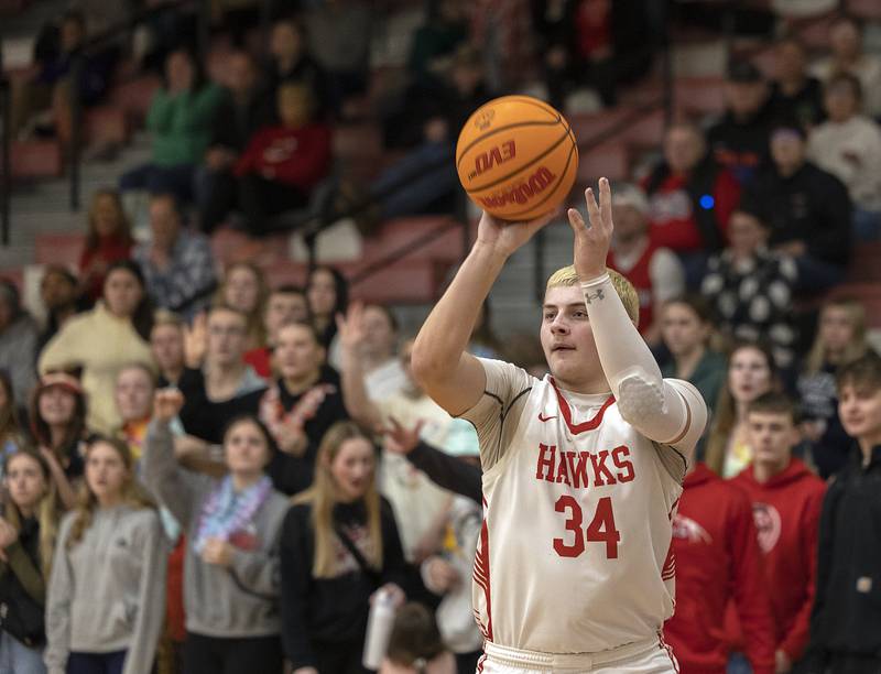 Oregon’s Kade Girton puts up a shot against Dixon Tuesday, Feb. 4, 2025, in Oregon.