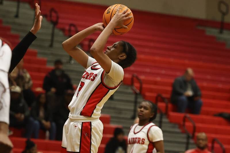 Bolingbrook’s Kennedy Williams takes a shot against Joliet West on Thursday, Jan 23, 2025 in Bolingbrook.