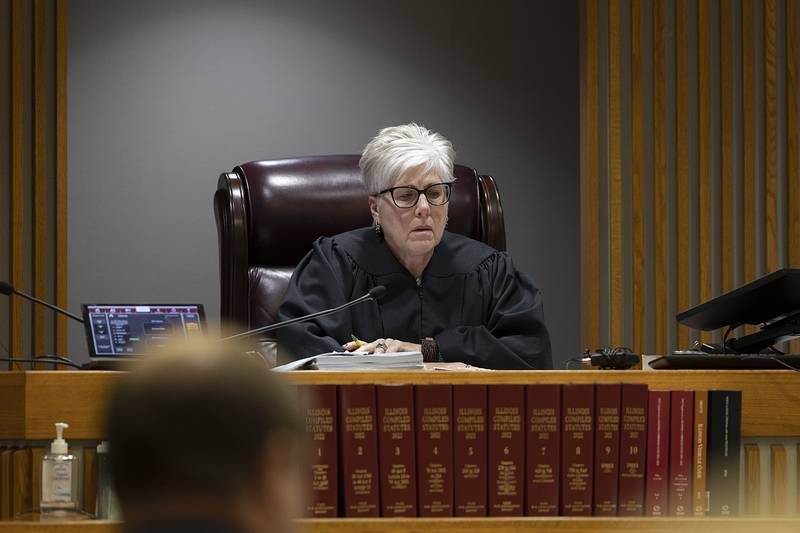 Whiteside County Judge Trish Senneff sentences Steven Coleman to three life sentences and another 105 years in prison Thursday, Oct. 17, 2024, for killing three and injuring others in a fire he set at the Western Apartments. Coleman refused to attend Thursday’s hearing.