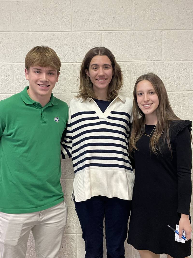 Peter McGrath and Mary Lechtenberg, of Marquette Academy, along with Isabelle Liebhart, of Ottawa High School, were honored by the Ottawa Sunrise Rotary.