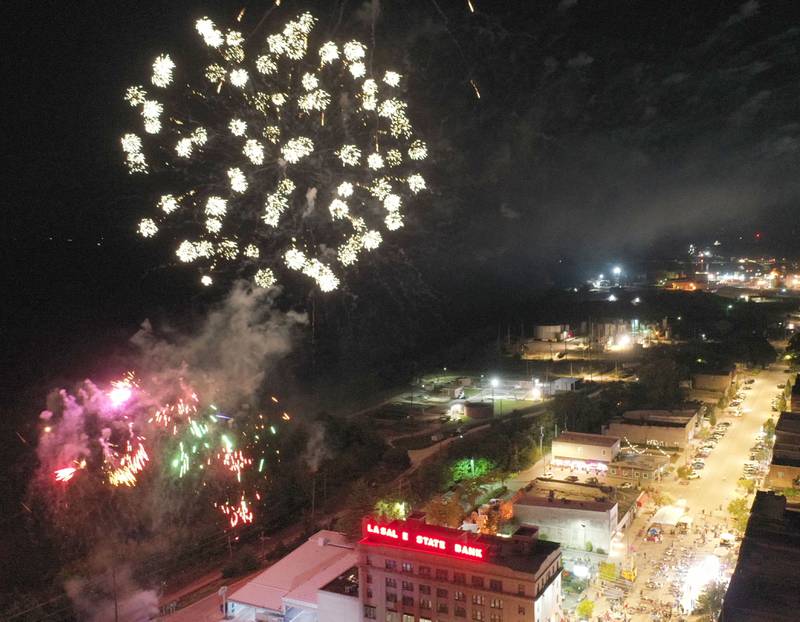 Fireworks light up the sky during the annual Jazz'n The Streets event on Saturday, Sept. 13, 2025 downtown La Salle.