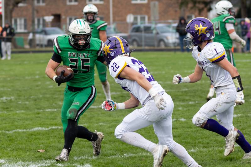 Ayden Colombo of Dwight/Gardner-South Wilmington runs ball on Saturday, November 16, 2024 at Dwight High School in Dwight.