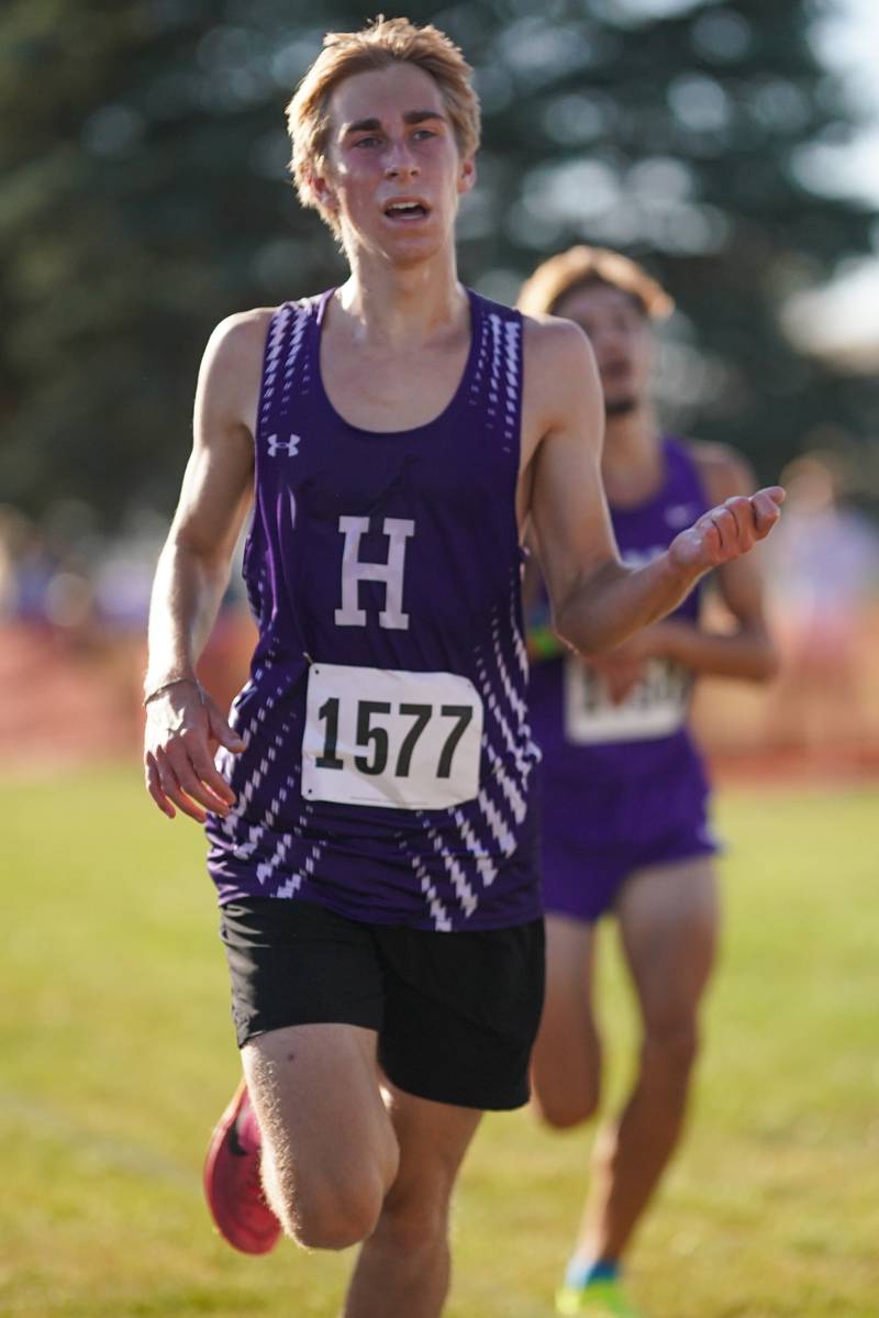 Hampshire’s Jack Sheets competes in the Eddington cross country invitational at Kaneland High School in Maple Park on Saturday, Sep 21, 2024.