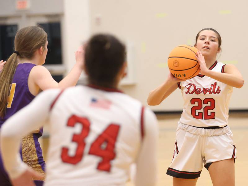 Hall's Isabella Orozco looks to pass the ball off to teamamte Natalia Zamora on Monday, Dec. 1, 2025 at Hall High School.