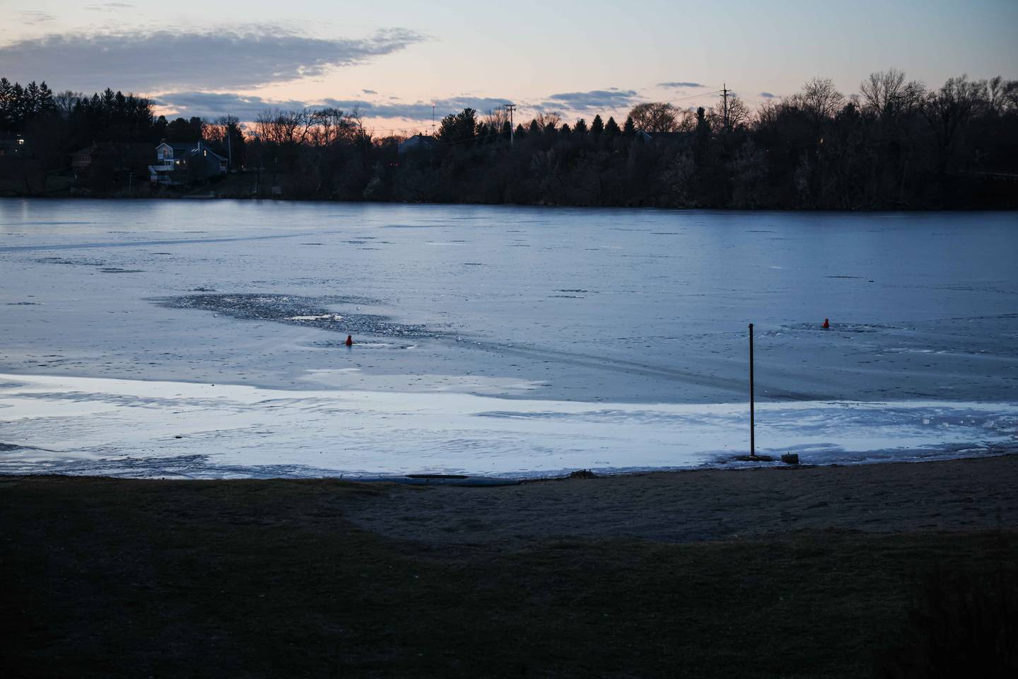 The Cary Fire Protection District was called out on Tuesday, Jan. 13, 2026, to Londonderry Drive in unincorporated Cary for reports of people calling out for help in Lake Killarney. Two people had gone into the ice while attempting to ice fish there.