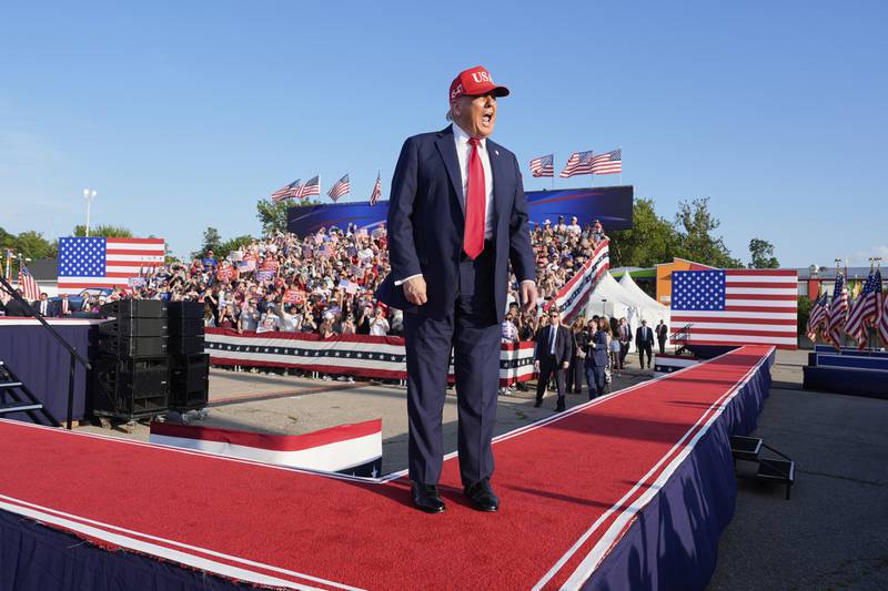 President Donald Trump arrives to speak at a rally at the Iowa State Fairgrounds, Thursday, July 3, 2025, in Des Moines, Iowa. (AP Photo/Alex Brandon)