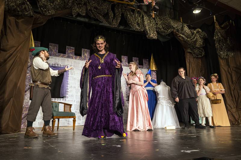 The cast of PACT’s “The Somewhat True Tale of Robin Hood” rehearses for its upcoming performances Wednesday, April 30, 2025, in Polo.