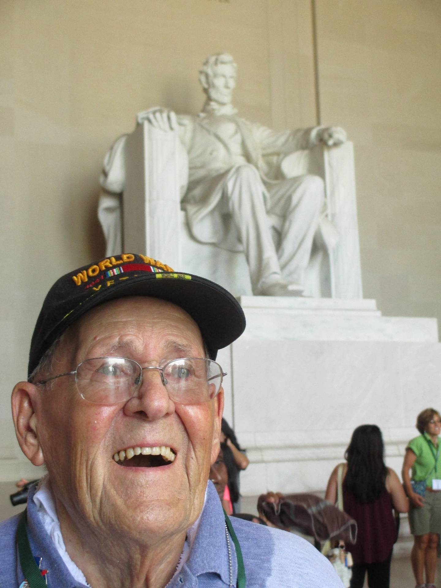 During the Honor Flight, Glenn Masek of Joliet also visited the Lincoln Memorial.