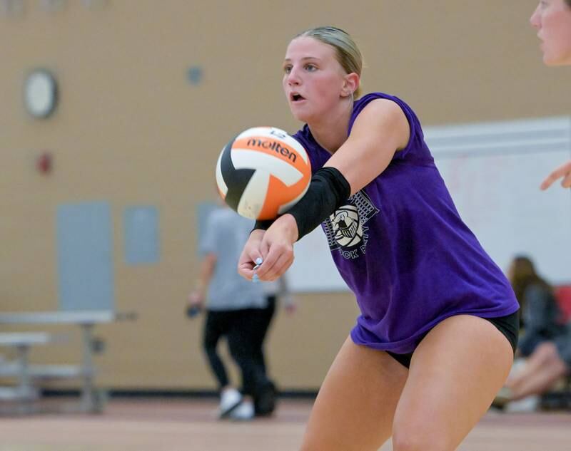 Kaneland’s Audrey Peters returns the ball against DeKalb during a summer match in DeKalb on Sunday, July 21, 2024.