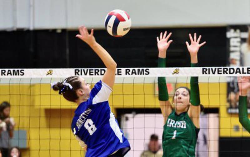 Princeton's Keighley Davis takes a swing against Peoria Notre Dame in Tuesday's sectional semifinals at Riverdale.