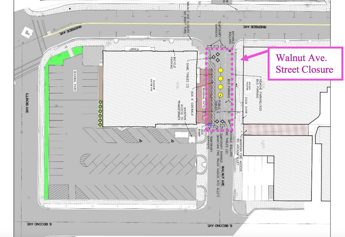 St. Charles City Council members are considering the temporary closure of Walnut Avenue from April 15 to Oct. 31 to create space for outdoor dining.