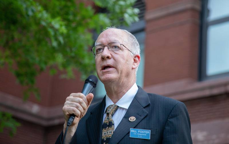 U.S Rep. Bill Foster speaks at a candlelight vigil at the Kane County Courthouse in Geneva on Wednesday, July 6, 2022. The vigil was organized to honor the mass shooting at a Fourth of July Parade in Highland Park.