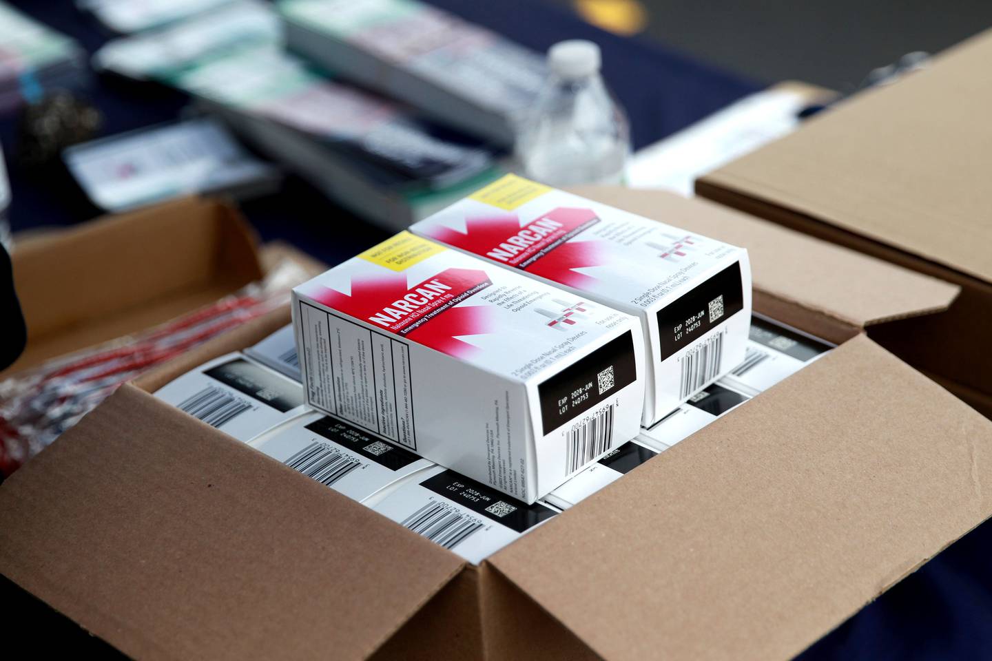 Narcan was given out during a drive-thru event to kick off the Kane County Health Department’s 988 Suicide and Crisis Lifeline awareness campaign on Friday, April 25, 2025 in the parking lot of the Kane County Circuit Clerk in St. Charles.