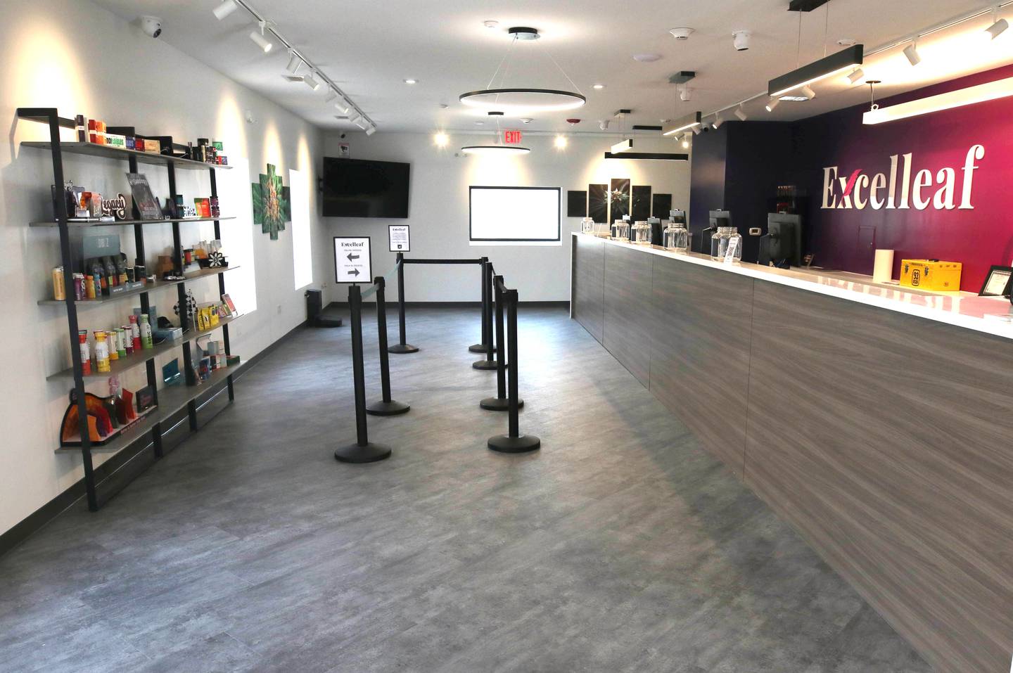 The main shopping area of Excelleaf Thursday, Nov. 16, 2023, where customers can select items then the actual products will be filled in the back and brought to the sales counter for the customer. Excelleaf in DeKalb is set to open soon.