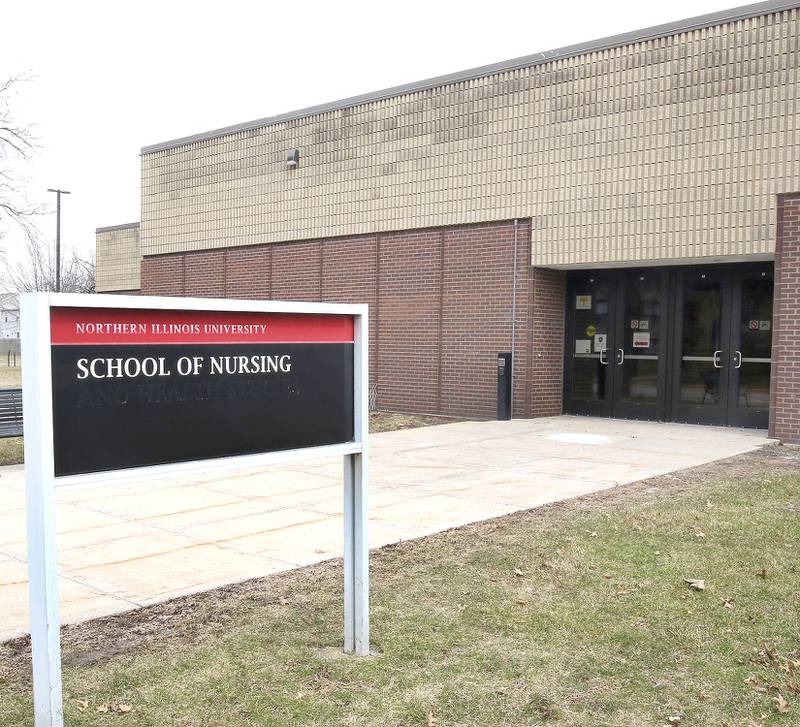 The former Northern Illinois University School of Nursing building Tuesday, Mar. 15, 2023, on the corner of Ridge Drive and Normal Road in DeKalb.