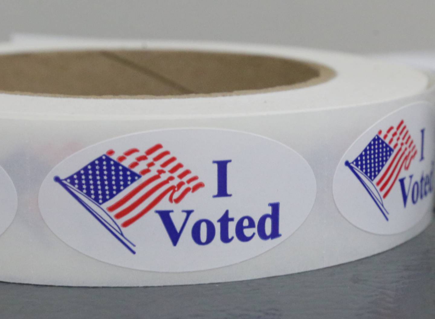 I voted stickers lay on a voting machine at the Utica Village Hall during the Primary Election on Tuesday, June 28, 2022 in Utica.