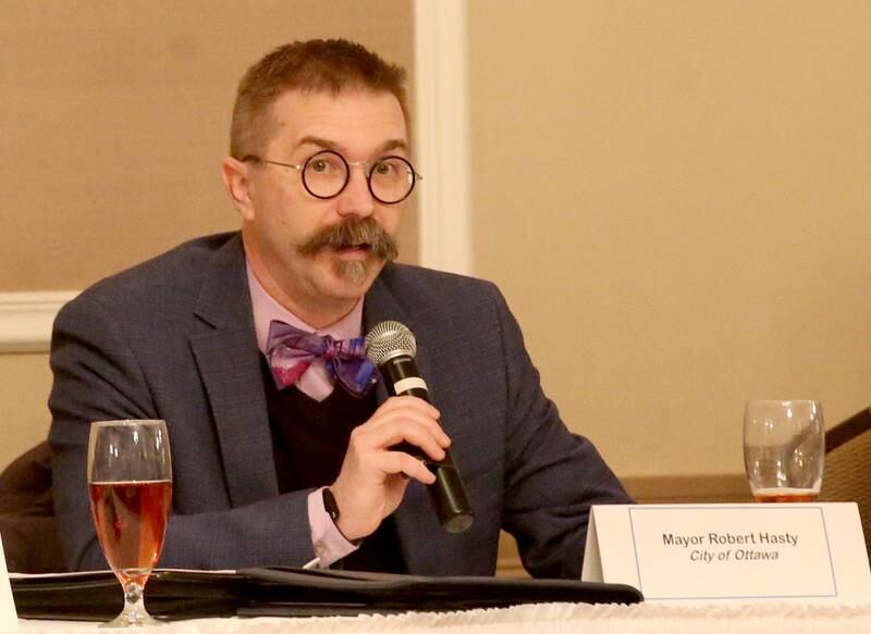 Ottawa mayor Robert Hasty speaks during the Illinois Valley Chamber of Commerce State of the Cities luncheon on Wednesday, March 27, 2024 at Grand Bear Resort at Starved Rock in Utica.