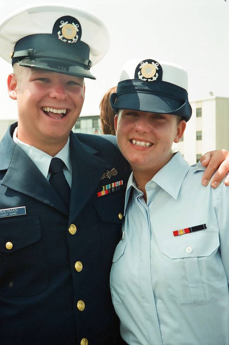 Kane County Veterans Assistance Commission Superintendent Jake Zimmerman, a veteran of the U.S. Coast Guard, poses with sister Dusti Streibeck, now a chief, during during her graduation from Boot Camp in 2007 in Cape May, New Jersey.