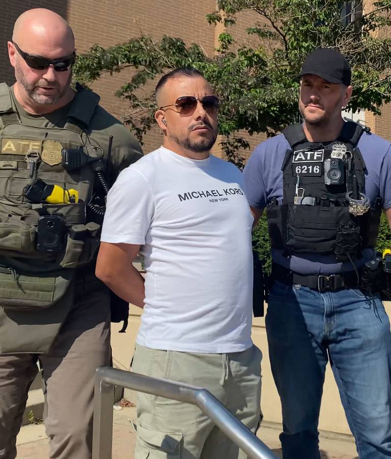 ICE arrested this man as he came out of the Kane County Judicial Center in St. Charles Township on Aug. 14, 2025. A witness, James Yanke, said the federal agents did not provide a warrant.
