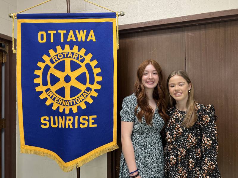 Maera Jimenez of Marquette Academy and Emma Cushing of Ottawa Township High School attended the weekly meeting to share their school accomplishments and give a glimpse of what their future goals are.