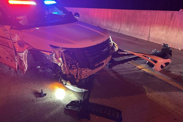 I-80 crash in New Lenox causes damage to Illinois State Police vehicle