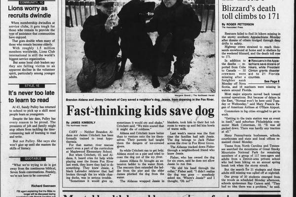 March 16 historical covers: Fast-thinking kids save dog