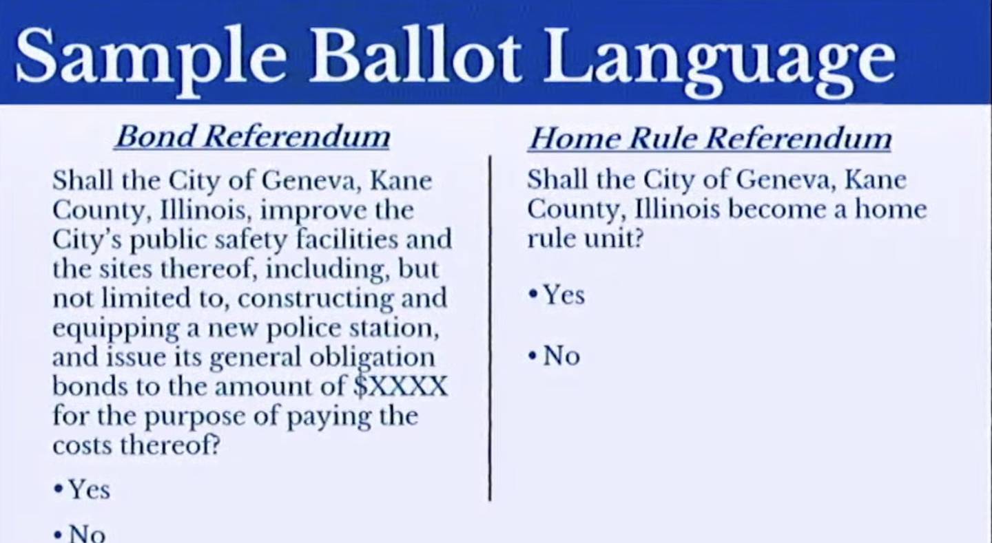 Geneva alderpersons, acting as the Committee of the Whole, discussed Monday, Nov. 3, whether to go for one ballot question or two – a new police station and home rule. There was no vote and an exact amount to be requested was not stated.