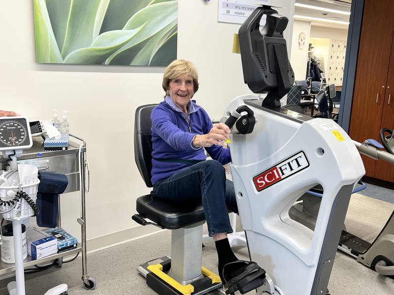 Patricia Handley, chaplain at Northwestern Medicine Lake Forest Hospital, underwent a minimally invasive heart valve replacement last spring. Handley was discharged the next day and has spent the last several months rebuilding her strength and stamina by doing cardiac rehab several times a week at Northwestern Medicine Grayslake.