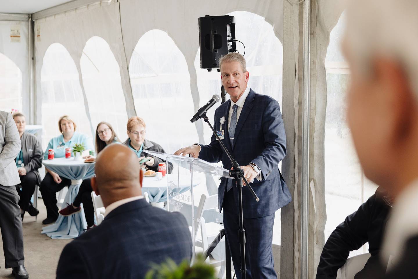 Riverside Healthcare President and CEO Phil Kambic speaks during a May 21 open house celebrating upgraded imaging services at Riverside Medical Plaza in Bourbonnais.