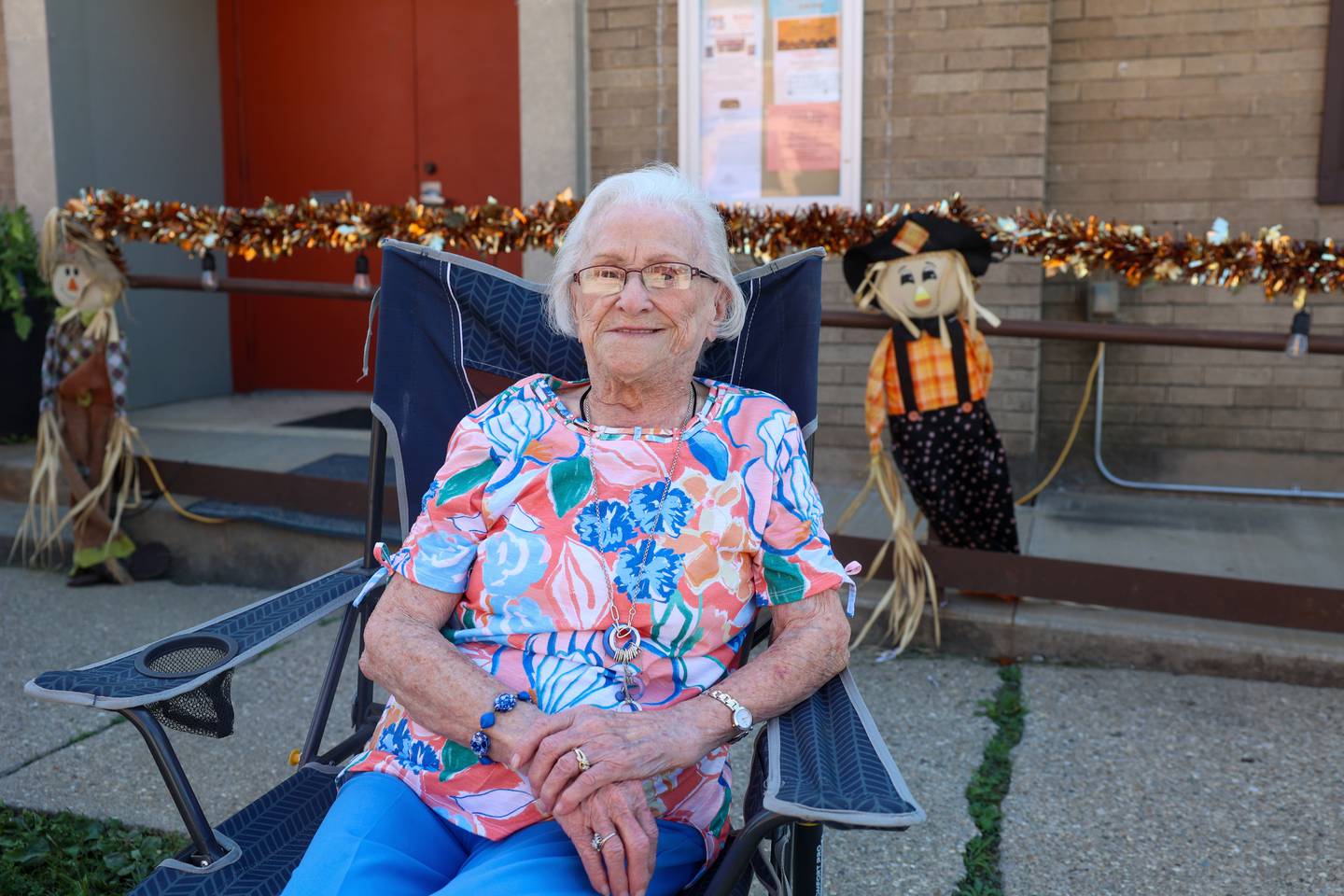 Ruth Sparenberg, 99, of St. Anne, attends the Grand Pumpkin Parade during the St. Anne Pumpkin Festival on Saturday, Oct. 4, 2025.