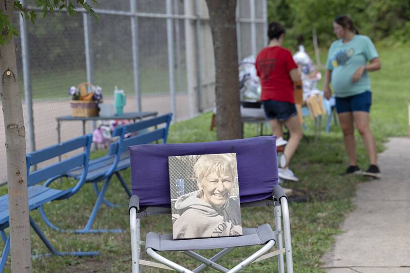 Gone in body but not spirit, a photo of Emma Hubbs is put on display Friday, July 25, 2025, for the 35th annual tennis classic.