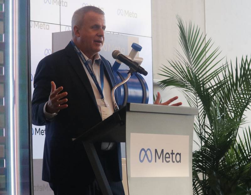 DeKalb Mayor Cohen Barnes speaks on Wednesday, Nov. 29, 2023, at a grand opening ceremony to celebrate the Meta DeKalb Data Center coming online. Once fully operational, the campus will house more than 2.3 million square feet across five buildings. The data center at 2050 Metaverse Way marks more than $1 billion investment in DeKalb.