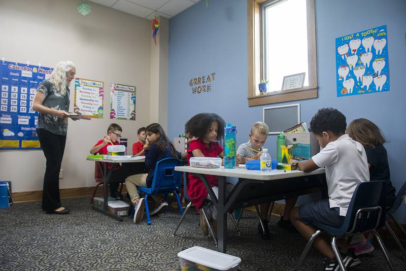 First through third grade teacher Rebecca Wilson instructs her class Wednesday, Sept. 7, 2022.
