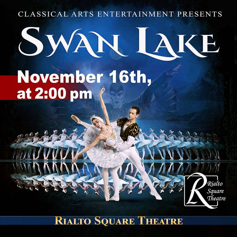 Experience the ballet “Swan Lake,” presented by Classical Arts Entertainment and performed by International Ballet Stars at Rialto Square Theatre in downtown Joliet at 2 p.m. Sunday, Nov. 16.
