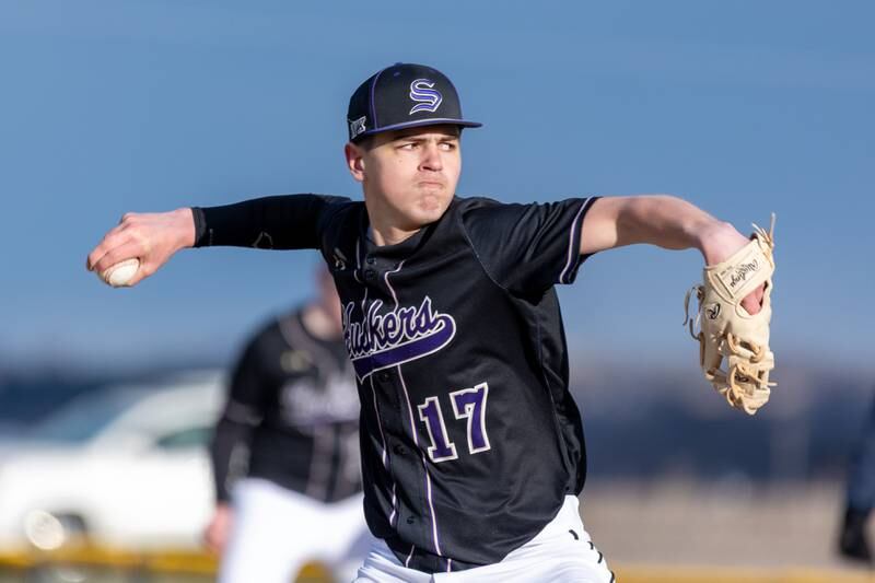 Beau Raikes of Serena pitches on Monday, April 7, 2025 at Serena High School in Serena.