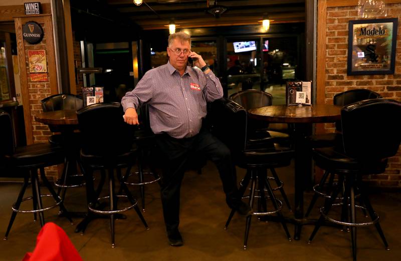 Kane County Board District 12 Republican incumbent Bill Roth waits for election results at Old Towne Pub and Eatery in Campton Hills on Tuesday, March 19, 2024.