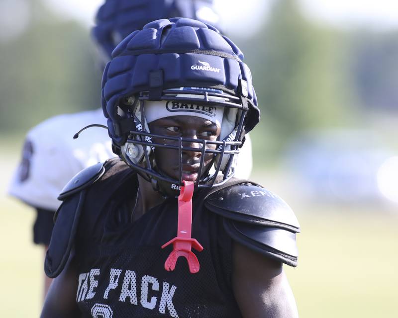 Jamari McKay at Oswego East High School football practice, Monday, Aug 13, 2025  in Oswego.