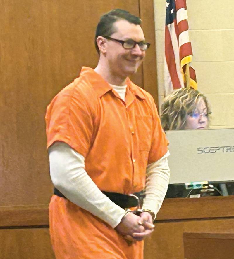 Duane Meyer enters an Ogle County courtroom on Thursday, Aug. 1, 2024 for a pretrial release hearing.